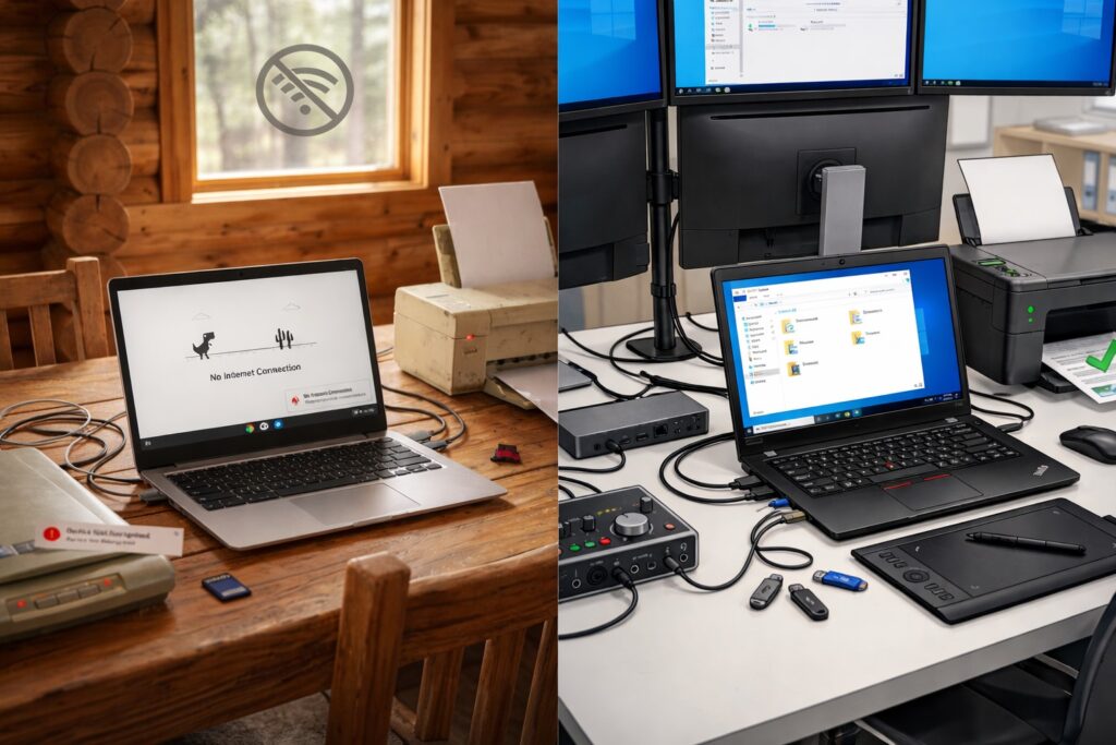 オフライン環境や周辺機器の対応状況